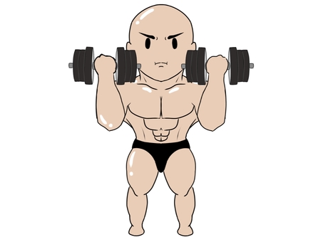 ボディビルダー （筋トレ２） ボディビルダー,筋肉,男性,マッチョ,ムキムキ,フィットネス,トレーニング,スポーツ,ポーズ,坊主のイラスト素材