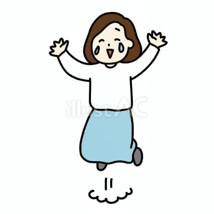 両手を挙げて喜ぶ女性教師 人物,教師,ネクタイのイラスト素材