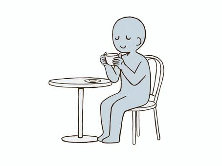 カフェで休憩をするドローイング デッサン,人形,ラフ,ポーズ,カフェ,休憩,ドローイング,ティータイム,リラックス,コーヒーのイラスト素材