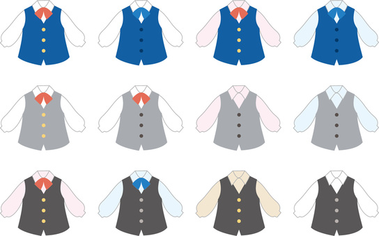 事務の制服 黒・グレー・紺色 セット 事務の制服 黒・グレー・紺色 セット 事務服,ユニフォーム,制服,レディース,ベスト,ブラウス,黒,グレー,ネイビー,紺のイラスト素材