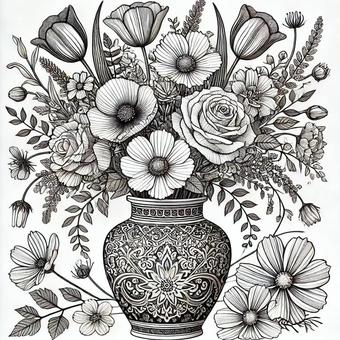 花瓶と花の彩り