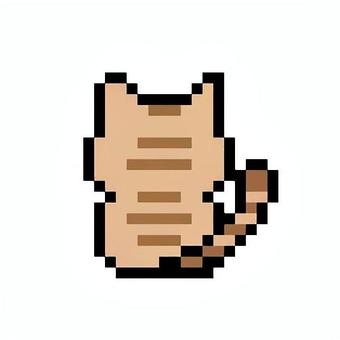 ネコ・ドット・うしろ５ 動物,ドット,ピクセルアート,ワンポント,アイコン,２d,2次元,ネコのイラスト素材