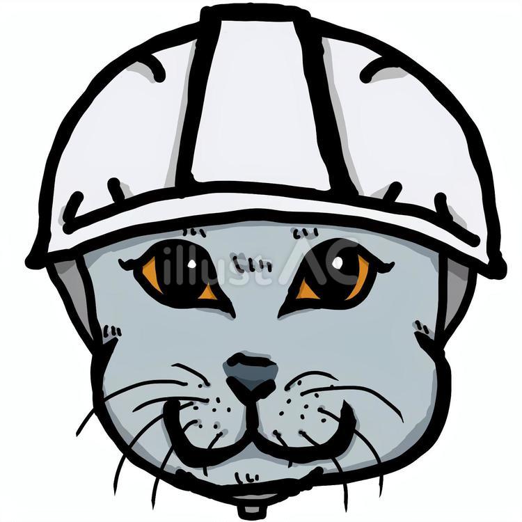 ヘルメットを被った安全点検の猫！ 猫,ネコ,キャットのイラスト素材