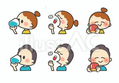 飲む男女のイラスト