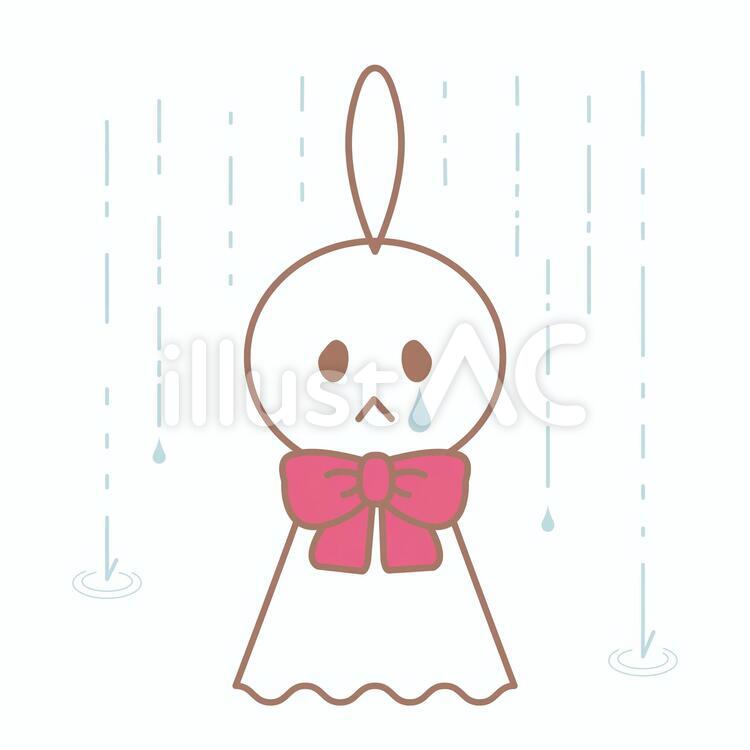 泣き顔のてるてる坊主と雨 てるてる坊主,梅雨,6月のイラスト素材