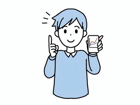 上昇するグラフを見せる人2 男性,スマホ,グラフ,上昇,資産運用,新nisa,株,fx,ポイント,運用のイラスト素材