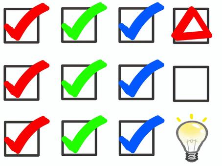 チェック欄詰め合わせ チェック,チェックリスト,タスク,やること,シンプル,電球,ひらめき,マス,チェック欄,ビジネスのイラスト素材