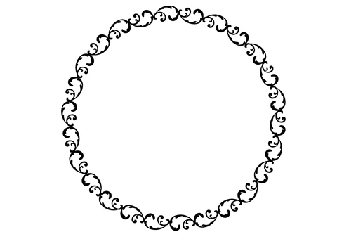 エレガンス系葉っぱの円形フレーム②黒 エレガント,フレーム,円形,飾り枠,クラシック,デコレーション,葉,ボタニカル,グラフィック,素材のイラスト素材