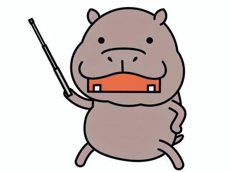 Illustration, hippo, pointing rod, indicator bar, 