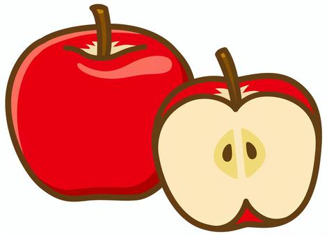 半分にカットされたリンゴ りんご,林檎,果物,フルーツ,食材,食べ物,秋,秋の味覚,実りの秋,リンゴのイラスト素材