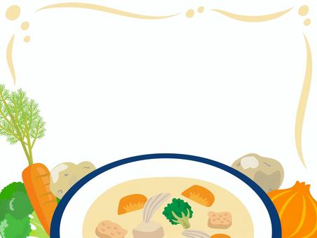 クリームシチューのフレーム ホワイトシチュー,シチュー,フレーム,クリーム,牛乳,ルウ,乳製品,野菜,温かい,冬のイラスト素材