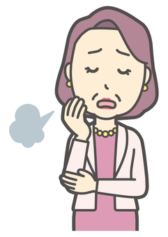  お金持ちマダム-033-バスト 悩む,おばさん,中年,女性,富裕層,マダム,裕福,お金持ち,ミセス,おばちゃんのイラスト素材