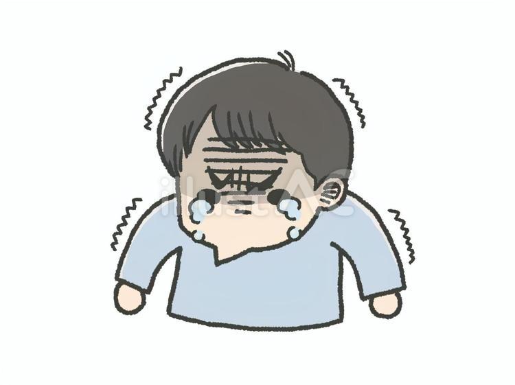 泣くのをこらえる男の子_2 男の子,子ども,少年のイラスト素材