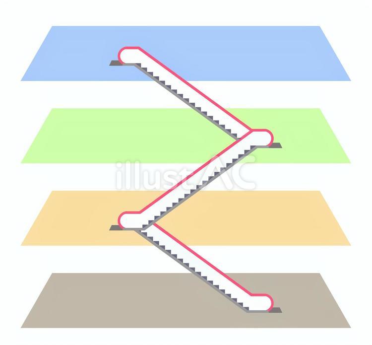 エスカレーター　フロア付き エスカレーター,フロア,階層のイラスト素材