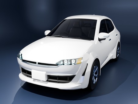 自動車CGイラスト16_フロント 自動車,乗用車,四輪車,立体,3d,cg,ファミリーカー,普通自動車,俯瞰図,素材のイラスト素材