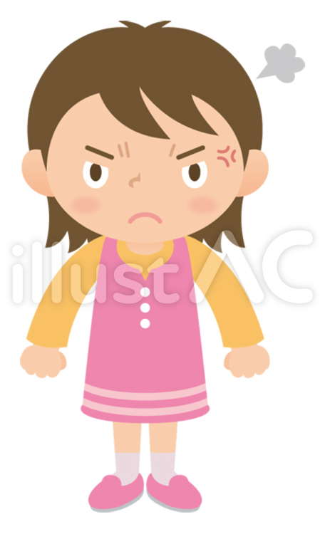 怒る小学生の女の子 怒る,小学生,女の子のイラスト素材