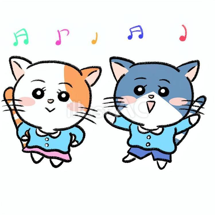 お遊戯を踊るネコたち お遊戯,かわいい,猫のイラスト素材