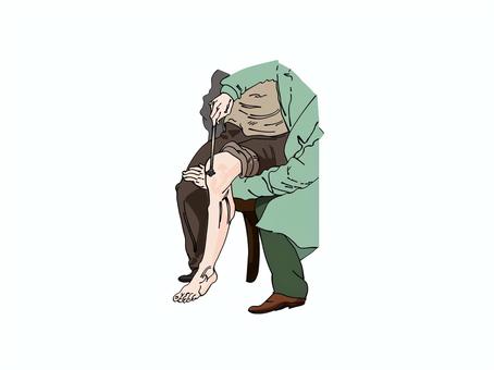 膝蓋腱反射の検査 膝蓋腱反射,検査,脚気,叩く,ハンマーのイラスト素材