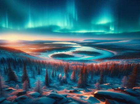 Illustration, moving, aurora, beautiful, 