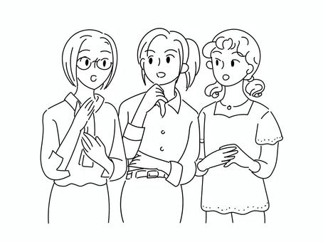 Illustration, говорить, женщина, 3 человека, 