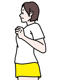 肩の漸進的筋弛緩法 女性,漸進的筋弛緩法,肩甲骨,広げる,肩回し,横向き,側面,上半身,10代,20代のイラスト素材