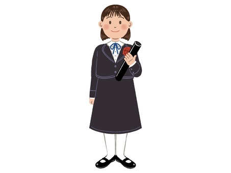 卒業式の子ども　小学生女子スカート 卒業式,卒業,小学生,学生,女子,子ども,よそいき,正装,ワンピース,卒業証書のイラスト素材