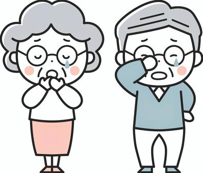 Cute elderly person crying illustration, , JPG, PNG and AI