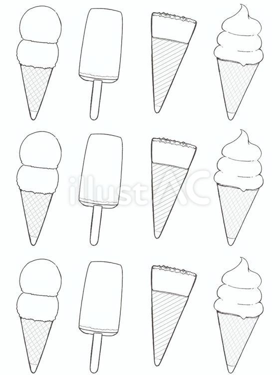 アイス　塗り絵 アイス,食べ物,線画のイラスト素材
