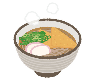 きつねそば・たぬきそば きつねそば,たぬきそば,あげ,お揚げさん,ねぎ,きざみねぎ,かまぼこ,だし,おつゆ,麺類のイラスト素材