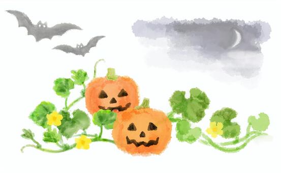 Halloween watercolor style, de halloween, calabaza, el murciélago, JPG, PNG and AI