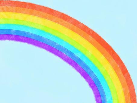 手描き青空とやわらかい水彩の虹の背景壁紙 虹,背景,空,水彩,カラフル,青空,やわらかい,自然,きれい,イラストのイラスト素材