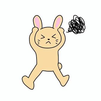 頭を抱えて困るうさぎ 頭を抱えて困るうさぎ うさぎ,動物,キャラ,ポップ,かわいい,困った,悩み,うーん,考える,悩むのイラスト素材