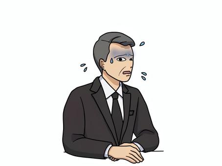 焦って青ざめるスーツ姿の中年男性 焦る,困る,青ざめる,中年,スーツ,男性,トラブル,ミス,会議,パニックのイラスト素材