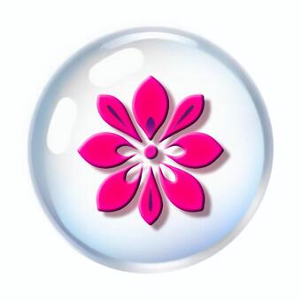 花柄のデザインの球体のアイコン素材画像 球体,花,柄,模様,アイコン,テクスチャ,シンプル,キュート,ガラス玉,宝石のイラスト素材