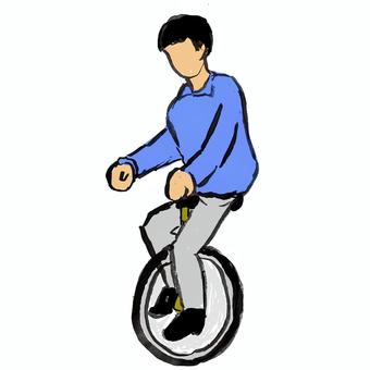 一輪車 男子,友達,一輪車,乗物,自転車,子供,あそぶ,練習のイラスト素材