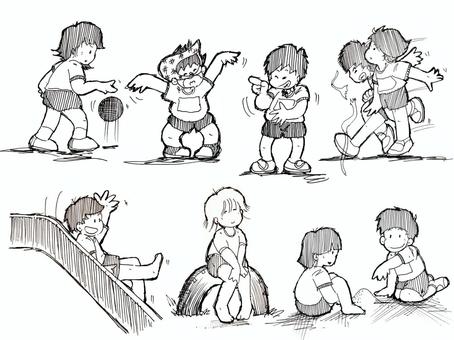 Illustration, sekolah menengah, kindergarten, a boy, 