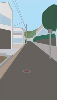 住宅地 住宅地,地方,風景,町中,民家,植栽,遠近のイラスト素材