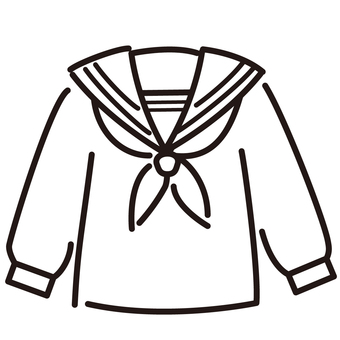 制服、セーラー服のイラスト、アイコン 制服,セーラー服,アイコン,アイコン単品,モノクロ,学校,女子学生,女子生徒,生徒,児童のイラスト素材