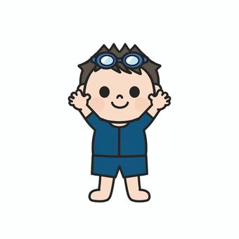 Illustration, rush guard, genderless swimwear, ultraviolet, 