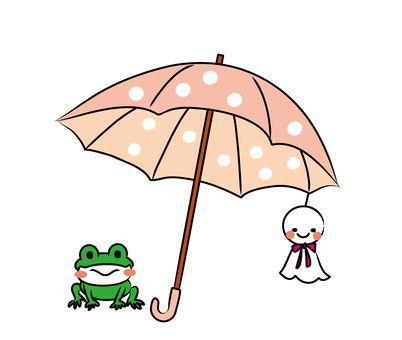 Illustration, umbrella, teru teru boss, a frog, JPG, PNG and AI