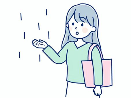 雨が降ってきたことに気がつく女性 女性,女の人,雨,天気,傘,気がつく,人物,梅雨,天気予報,イラストのイラスト素材