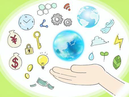 Eco-business icon set of hand-drawn line art, JPG and PNG Eco-business icon set of hand-drawn line art, , JPG and PNG