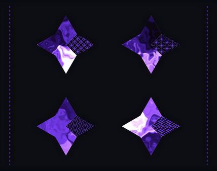 紫ダイヤ和柄のハイグロスマーブルアイコン ダイヤ,マーブル,ハイグロス,セット,紫,グレー,パターン,星,和柄,麻の葉のイラスト素材