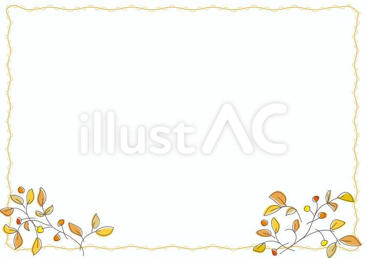 手書き風紅葉フレームB タイトルライン,飾りケイ,曲線のイラスト素材
