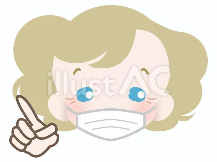 白人おばあさん-マスク190122 おばあさん,顔,指をさすのイラスト素材