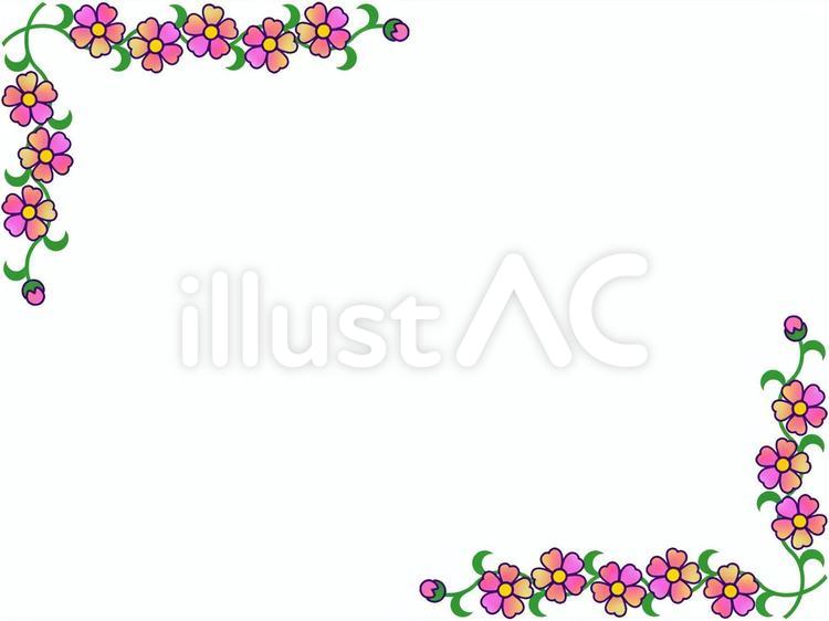 花模様フレームシンプル飾り枠素材イラスト 花,フレーム,枠のイラスト素材