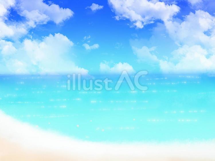 青い海と青い空と砂浜　背景 海,青空,砂浜のイラスト素材