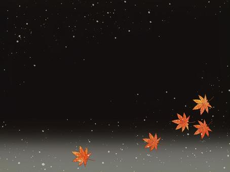 雪舞う宵の紅葉【2】（月なし）