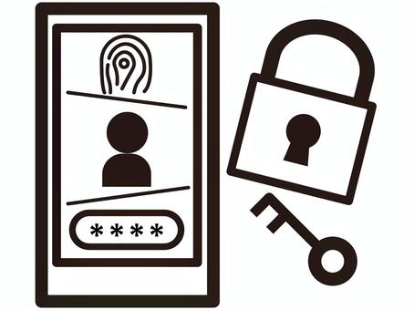 セキュリティ認証 セキュリティ,認証,ログイン,パスワード,キー,ピン,web,ロック,顔認証,指紋認証のイラスト素材
