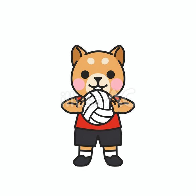 バレーボールを持って気合をいれるイヌ バレーボール,ボール,バレー部のイラスト素材